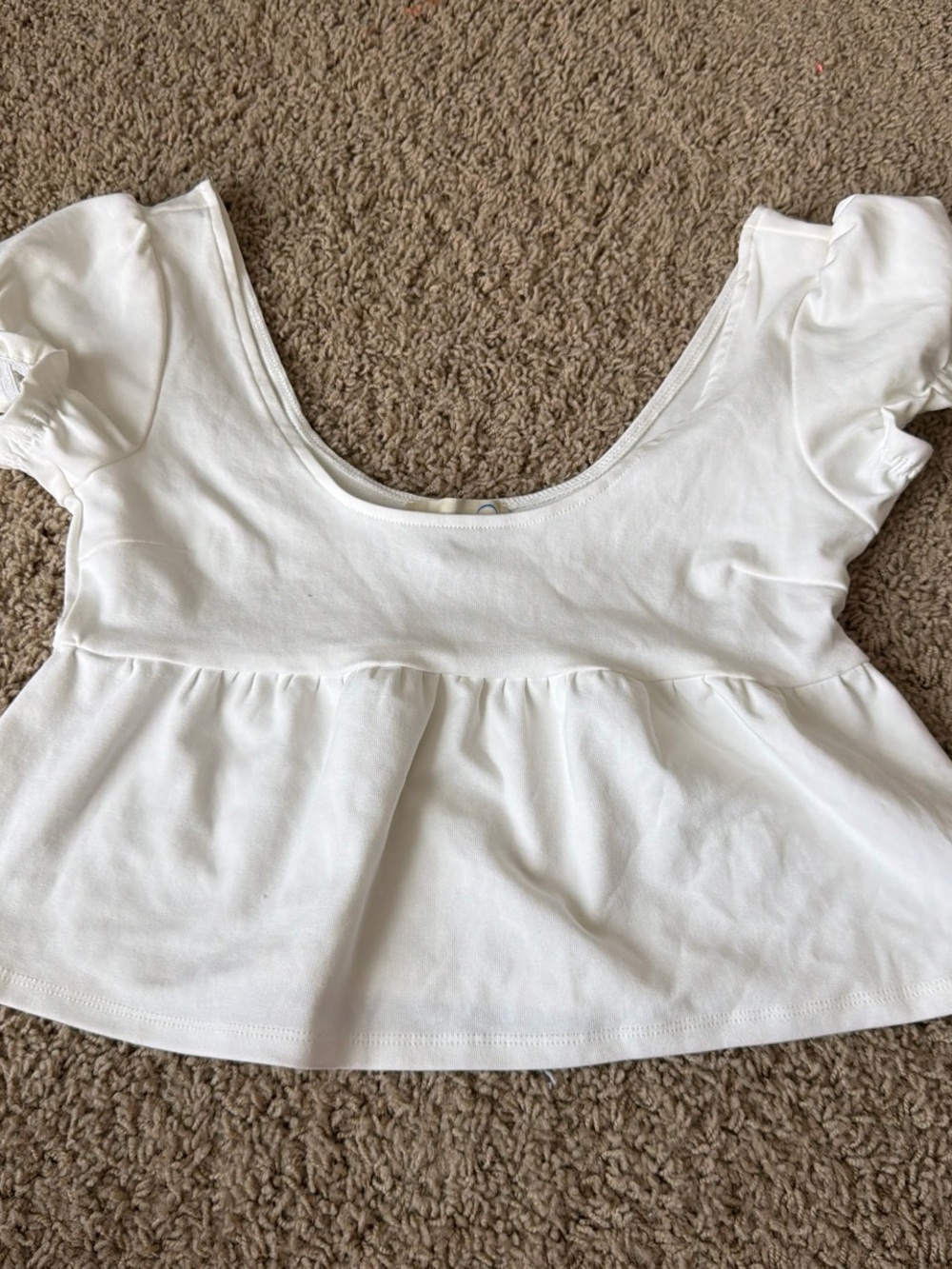 PacSun White Scoop Neck Peplum Crop Top